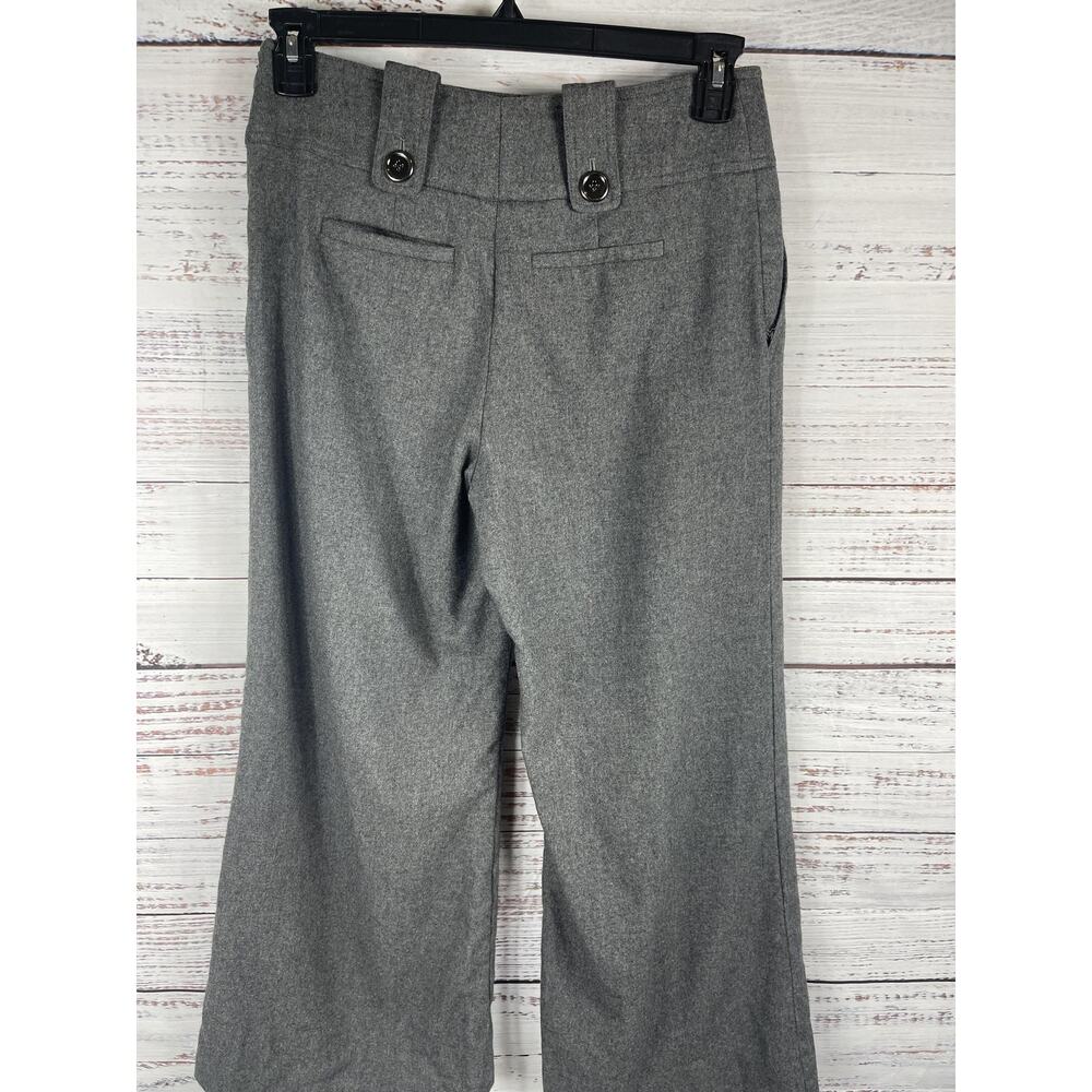 Burberry London Pants Women's M Gray Wool Blend Wide Leg Cropped Button Detail - Picture 8 of 9